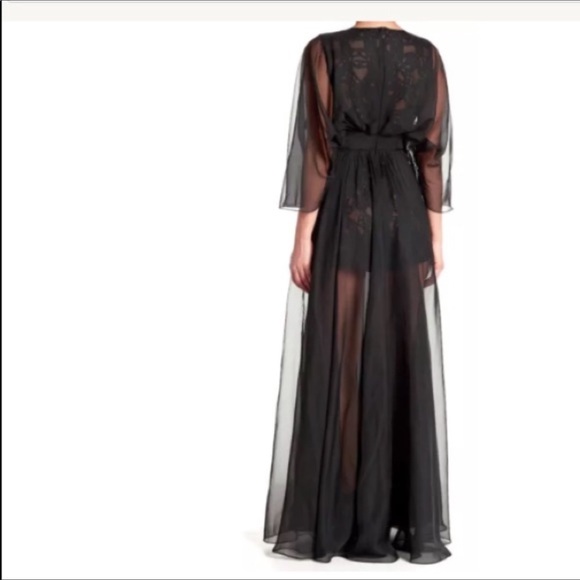 LOTUS THREADS CHIFFON SHEAR OVERLAY ROMPER GOWN - Picture 2 of 8